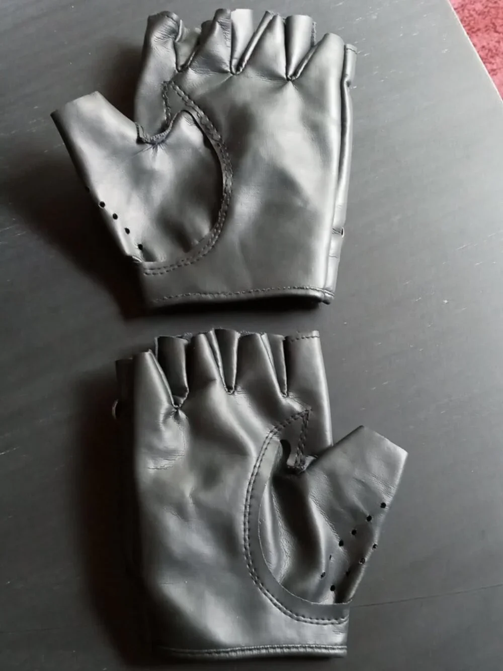 Bad to the Bone Punk Rock Studded Fingerless Black Faux Leather Gloves Costume